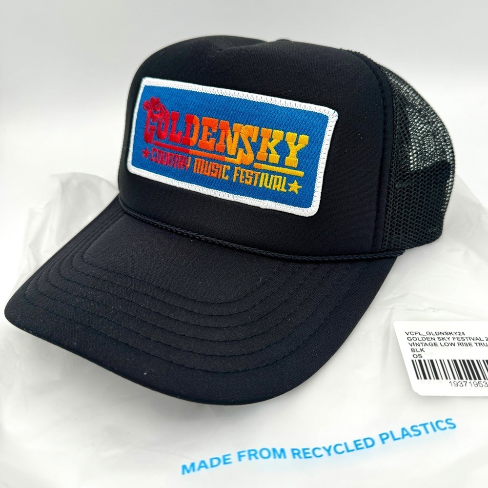 NWT Aviator Nation Golden Sky 2014 Festival Trucker Hat Cap Black Country Music